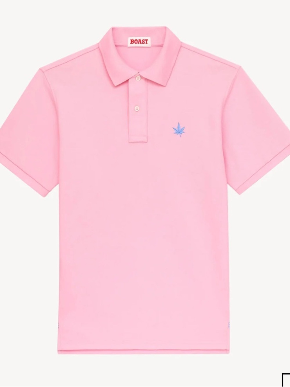BOAST soft Pink Polo with white  Leaf Embroidery! L